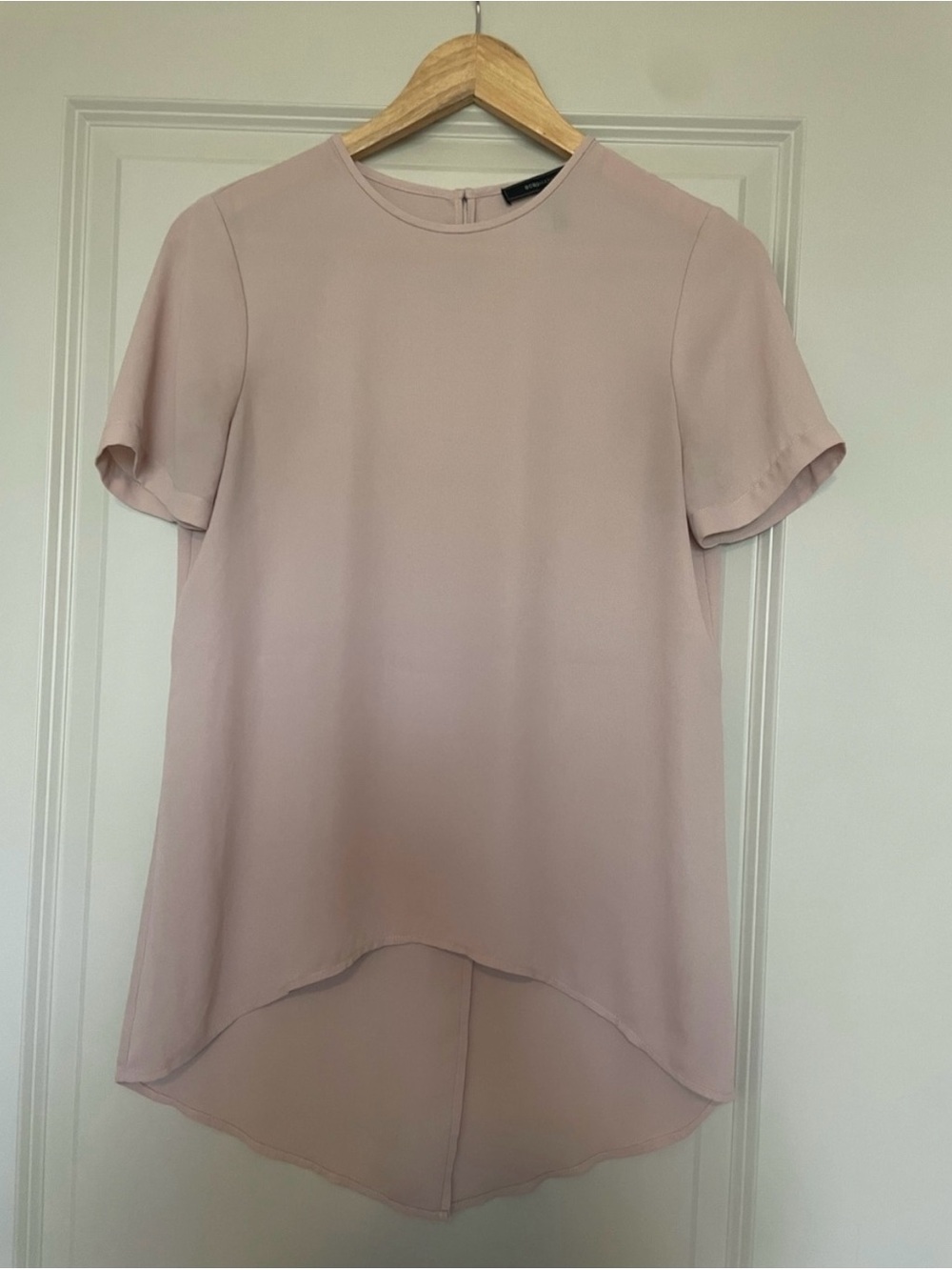 BCBGMaxAzria Dusty Blush High-Low Short Sleeve Blouse